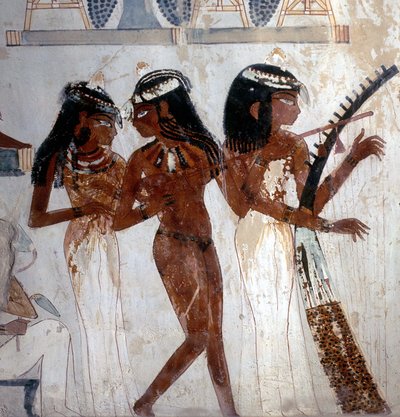 ルクソール テーベ貴族の墓、ナクトの墓（第18王朝）、音楽家。貴族の谷 作： School Egyptian