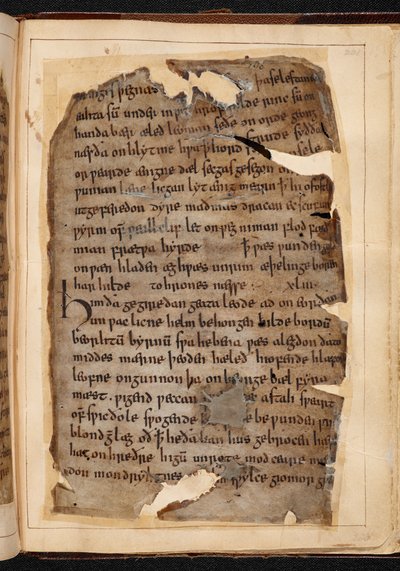 「Nowell Codex」と呼ばれることもある Folio の Beowulf のページ 作： School English