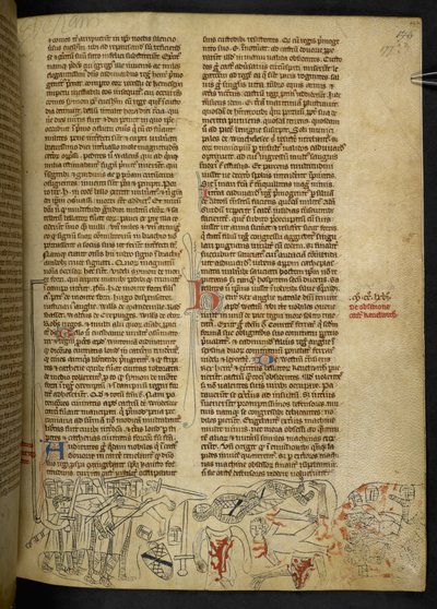 Cott Nero D II f.177 Evesham の戦いと Simon de Montfort の死 (1208-65) 作： School English