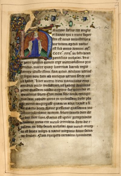 Cotton Tiberius A. VIII, f.67 ヘンリー 6 世の歴史的なイニシャル (ベラム) 作： School English