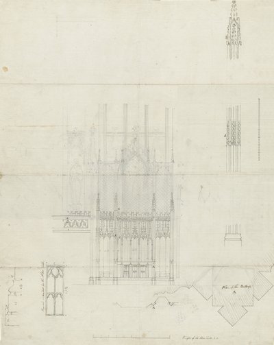 リッチフィールド大聖堂の内部-レレドスから祭壇へ：ペン画、nd [c 1780]（描画） 作： School English