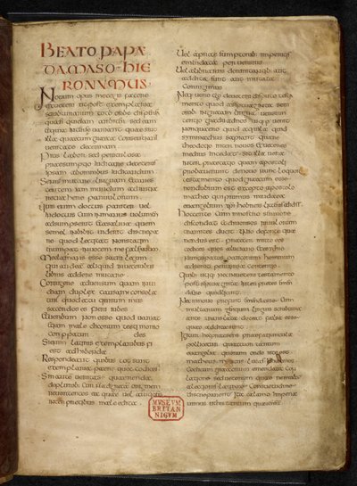 Royal MS Q E VI f.2r Gospels (the 