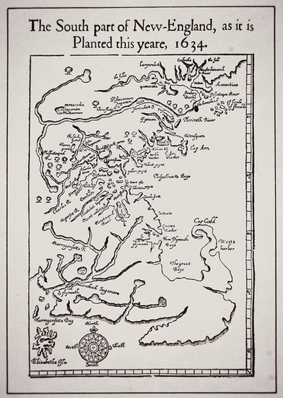 1634年に植樹されたニューイングランド南部（リトグラフ） 作： School English