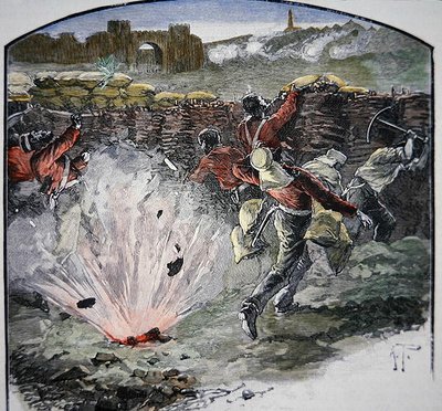 デリー包囲戦で大砲の砲撃を受けるイギリス軍の陣地 作： School English