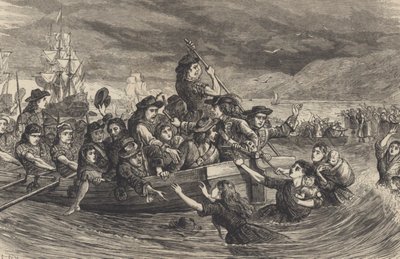 The Wild Geese - ジャコバイトのアイルランド人兵士がリムリックからフランスに向けて出発（1691年） (Engraving) 作： School English