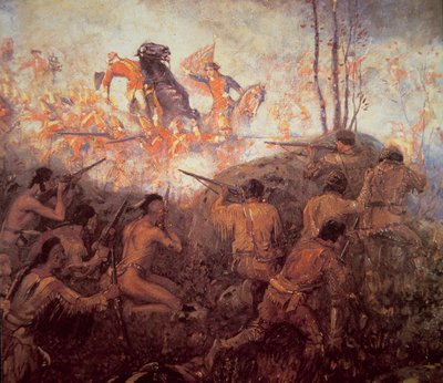 デュケイン砦付近でのブラドック将軍の死（油彩・キャンバス 作： School English