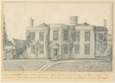 ウートクセター・タウン-ロード・ガードナー提督の生家：鉛筆画、nd [?mid 19 cent] (drawing) 作： School English