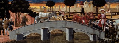 橋を渡る乗客たち。詳細はこちらフィレンツェ派の無名の絵画。1450-1460.トゥールーズ、オーギュスタン美術館（Musee des Augustins 作： School Florentine