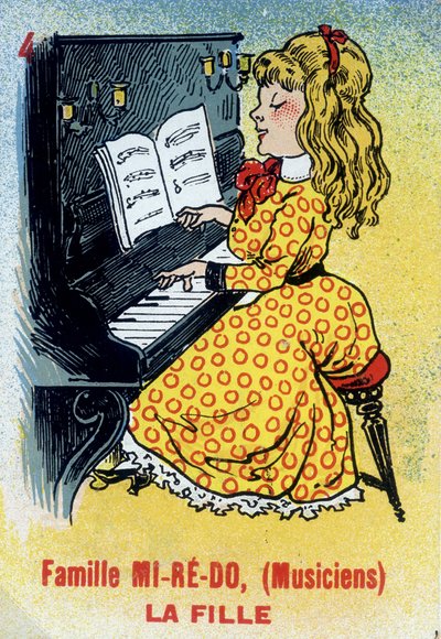 七家のゲーム。ミ・レ・ド（音楽家）一族の娘の地図。イッシー・レ・ムーリノーのジュアンのカルタ博物館。 作： School French