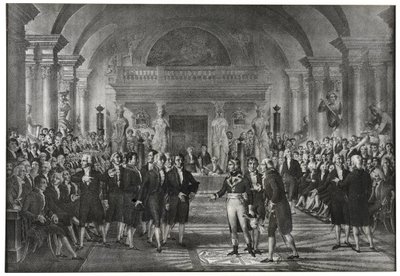1797年12月25日、ボナパルト将軍がパリの科学アカデミーで、ラザール・カルノーの後任として科学部門の機械芸術部門に選出。 作： School French