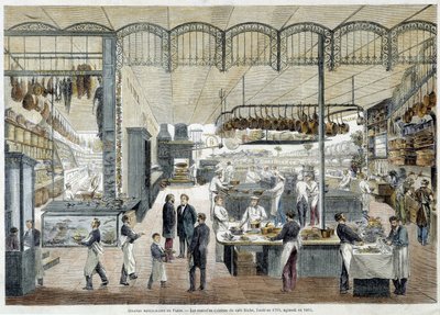 パリの素晴らしいレストラン：1785年に設立され、1865年に拡大された「カフェ・リッシュ」の新しいキュイジーヌ。 作： School French