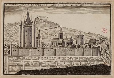 パリの神殿、テンプル騎士団の古代建築物（エングレービング 作： School French