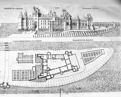 ピカルディにあるシャトー・ドゥ・クレイルの地図。 作： School French