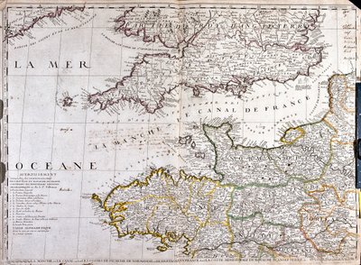 フランス「バス・ノルマンディー」地方の地図（リトグラフ 作： School French