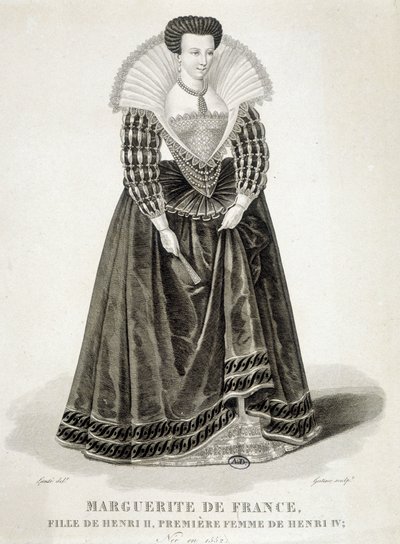 アンリ4世の最初の妻であるナバラの女王、マーガレット・オブ・ヴァロワ（マーゴット女王（1553-1615））の肖像。 作： School French
