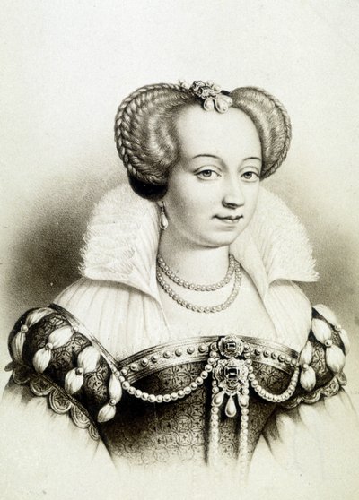アンリ4世の最初の妻であるナバラの女王、マーガレット・オブ・ヴァロワ（マーゴット女王（1553-1615））の肖像。 作： School French