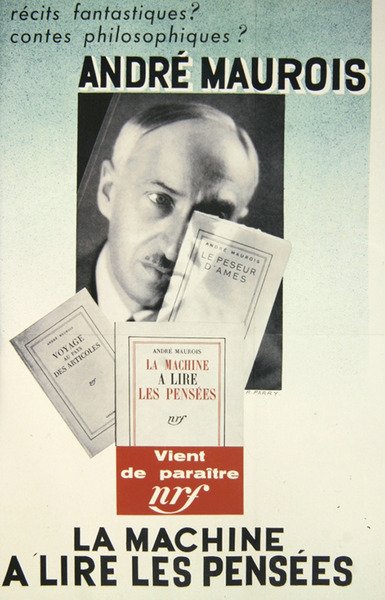 アンドレ・モーロワの小説「La Machine a Lire les Pensees」の宣伝ポスター 作： School French