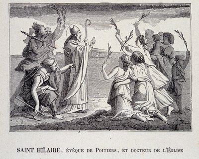 367年に亡くなったポワチエのイヴクであり、教会の博士である聖ヒレール。 作： School French