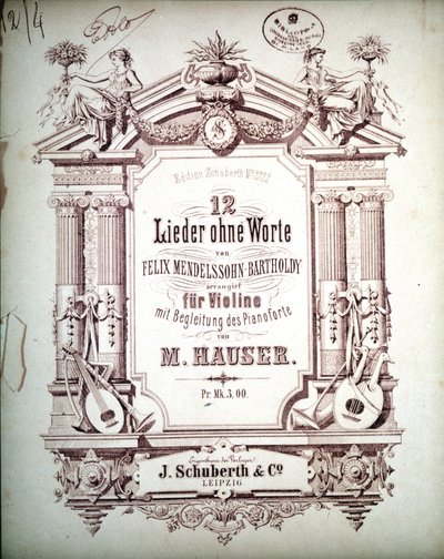 フェリックス・メンデルスゾーンのピアノ伴奏による12の無言歌集（リトグラフ 作： School German