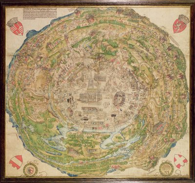 トルコ包囲下のウィーンの円形地図 作： School German