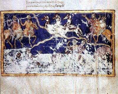 10世紀初頭のギリシャ語写本『ヨブにおけるカテナ』における黙示録の表現。聖書。ヴェネツィアのマルシアナ。 作： School Greek