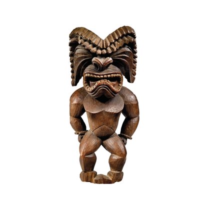 戦争の神を表すハワイアンフィギュア、コナスタイル、ku ka&39;ili moku、c.1780-1820（木） 作： School Hawaiian
