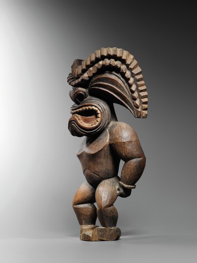 戦争の神を表すハワイアンフィギュア、コナスタイル、ku ka&39;ili moku、c.1780-1820（木） 作： School Hawaiian