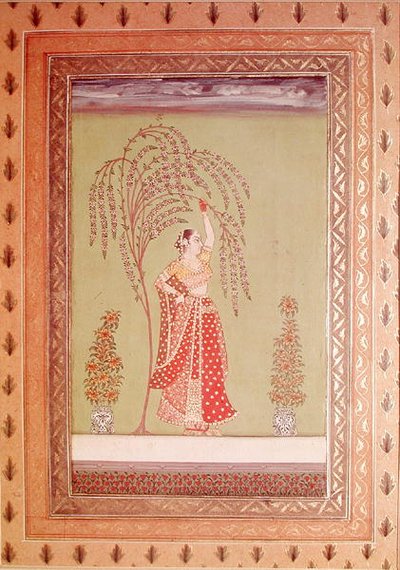 木の下の女」（紙にガッシュ） 作： School Indian