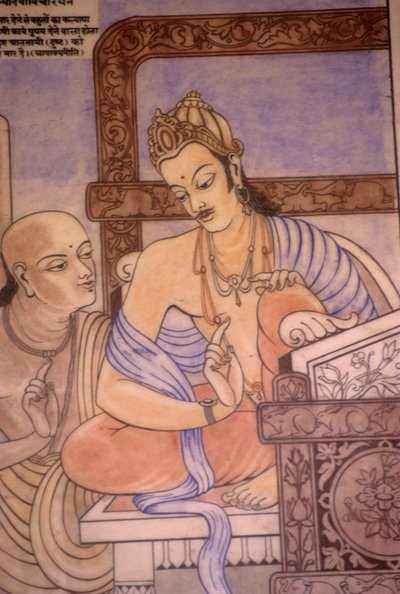チャナキヤとチャンドラグプタ王（水彩・紙） 作： School Indian