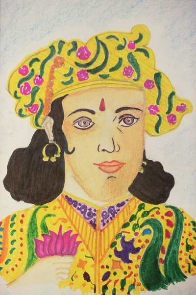 アショーカ皇帝（水彩） 作： School Indian