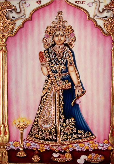 象牙に描かれたラーダ女神の細密画 作： School Indian