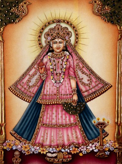 象牙に描かれたラーダ女神の細密画 作： School Indian