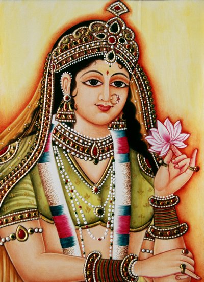 象牙に描かれたラーダ女神の細密画 作： School Indian