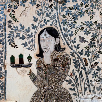 奉公人の姿を象った象嵌、サワイ・ジャイ・シン2世（1699-1744）の宮殿 作： School Indian