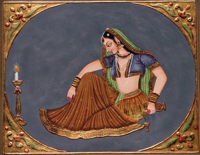 飲み物を楽しむ女性 ミニチュア ペーパーペインティング 作： School Indian