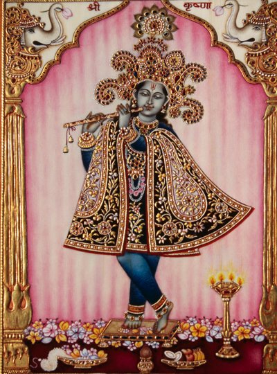 クリシュナ神 象牙細密画 作： School Indian