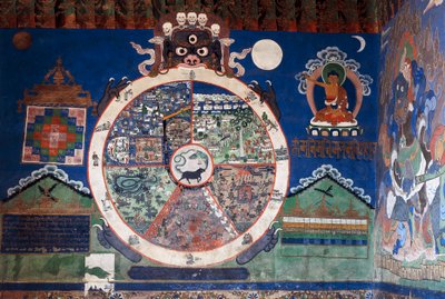 インド、ジャンムー・カシミール州ラダックのレーにあるシャンカールのラマ教僧院のマンダラ 作： School Indian