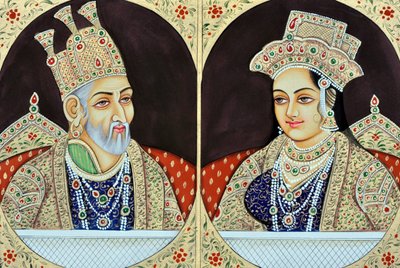 ジーナート・マハルとバドゥル・シャー・ザーファーの細密画 インド アジア 作： School Indian