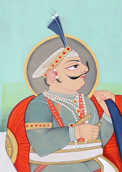 マハラジャ・プリトヴィーラージ・チャウハーン・アジュメールの細密画 作： School Indian