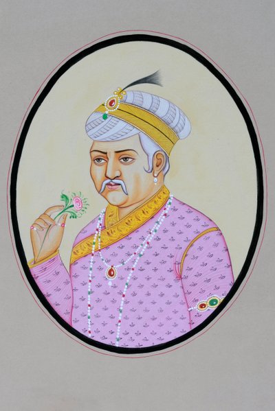 ムガル帝国皇帝アクバルの細密画 作： School Indian