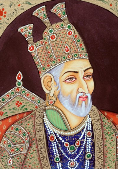 ムガル皇帝バハードゥル・シャー・ザファルの細密画 作： School Indian