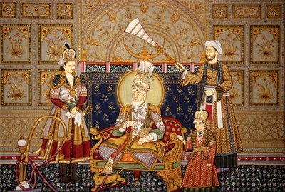 紙に描かれたムガル皇帝シャー・ジャハーンの細密画 作： School Indian