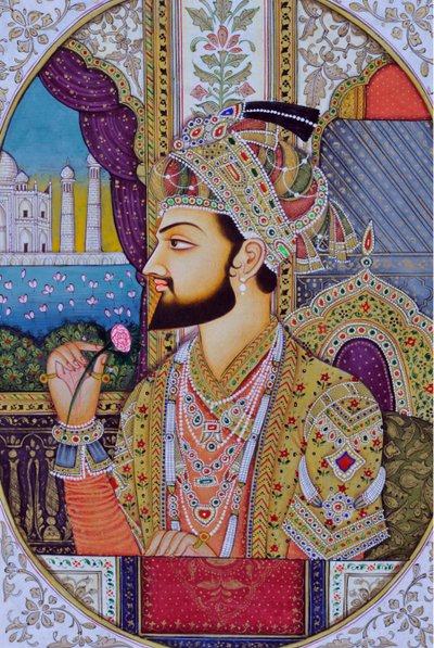 ムガール皇帝シャー・ジャハーンの細密画 インド・アジア 作： School Indian