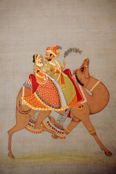 紙に描かれた細密画、ダラ・マル、ラジャスタン、インド 作： School Indian