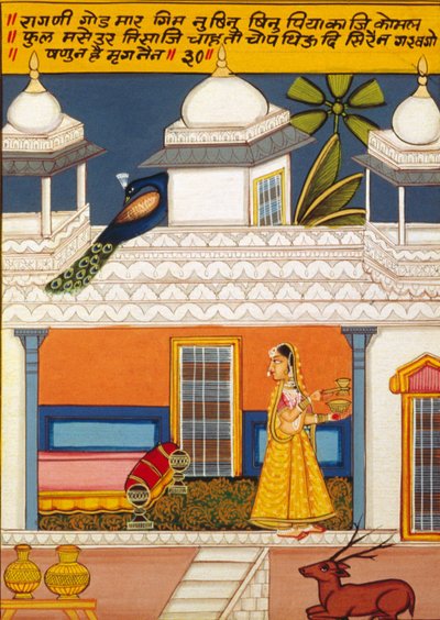 紙にミニチュア絵画、ラギニ・ゴッド・マー、ナトドワラ校 作： School Indian