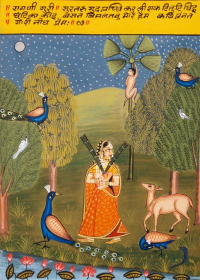 紙に細密画、ラギニ・グリ、ナトドワラ・スクール 作： School Indian