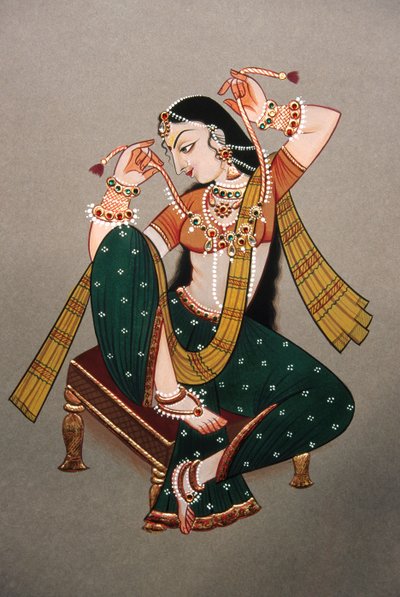 紙にミニチュア絵画 ラジャスタンの女性 作： School Indian