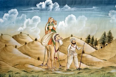 シルクの細密画, ロンリートラベラーズ, ラジャスタン 作： School Indian