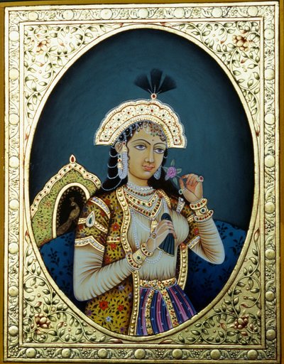 ムガール王女ムムターズ・マハル 紙本小品絵画 作： School Indian
