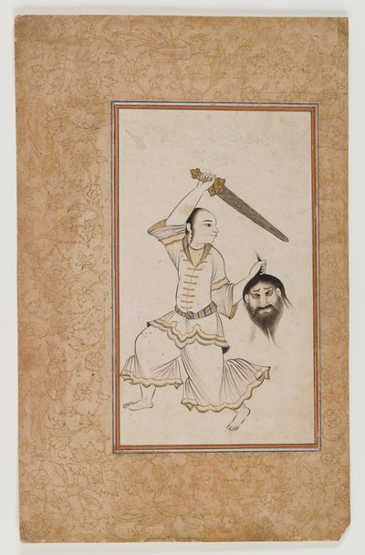占星術の原稿からの神話上の人物（紙の上のインク、色、金、銀） 作： School Indian